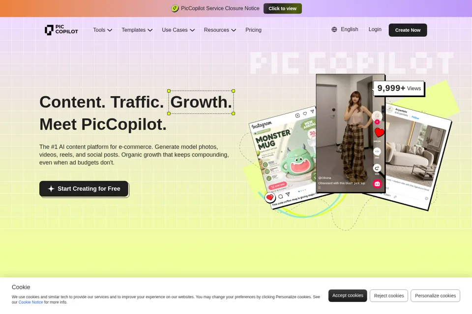 Aperçu de la landing page