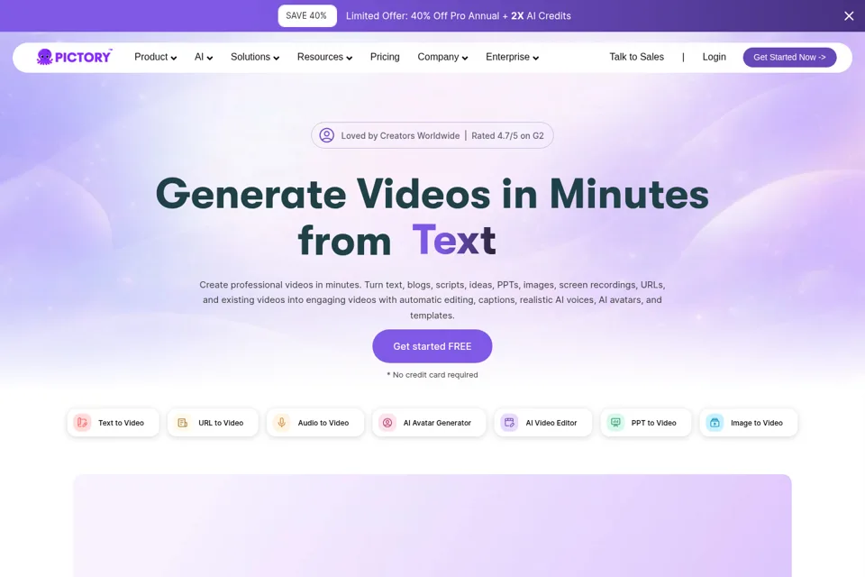 Aperçu de la landing page