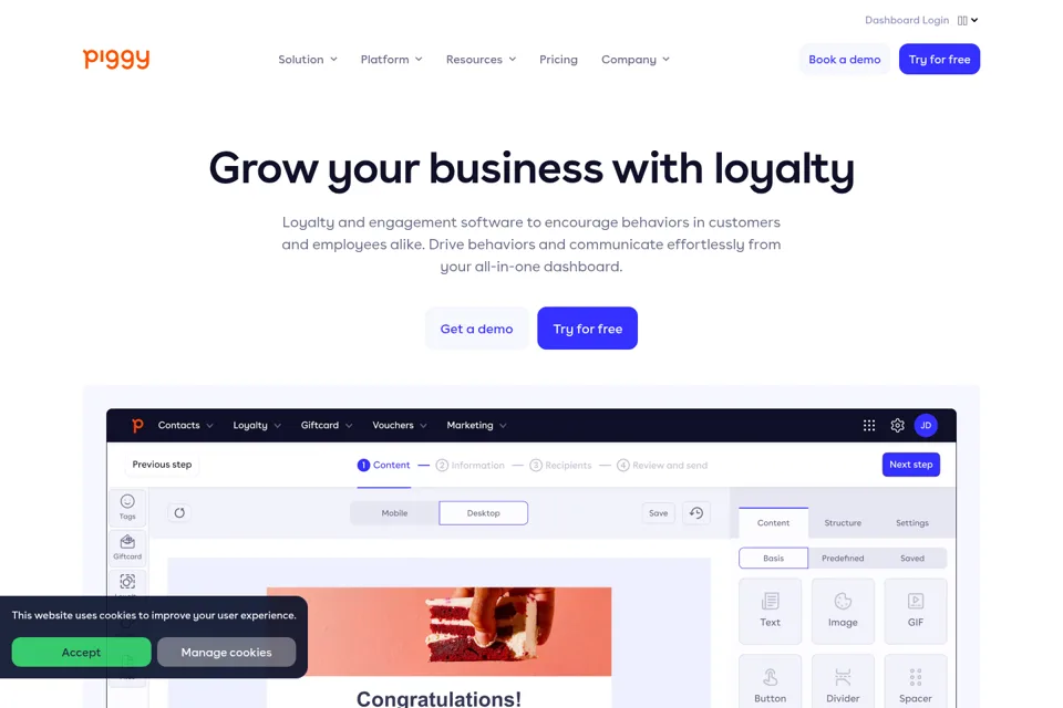 Aperçu de la landing page