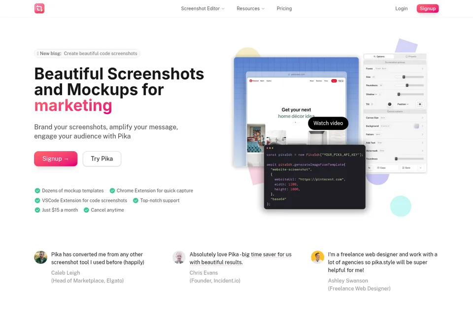 Aperçu de la landing page