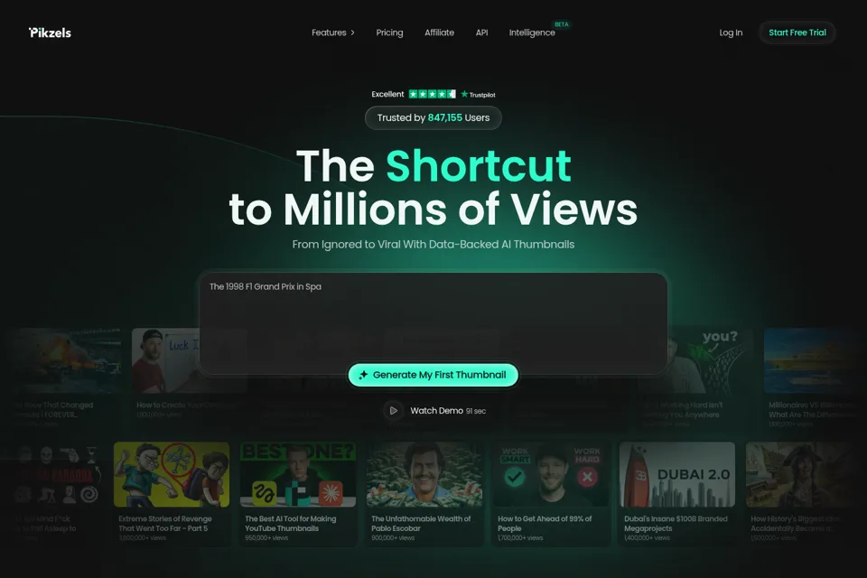 Aperçu de la landing page