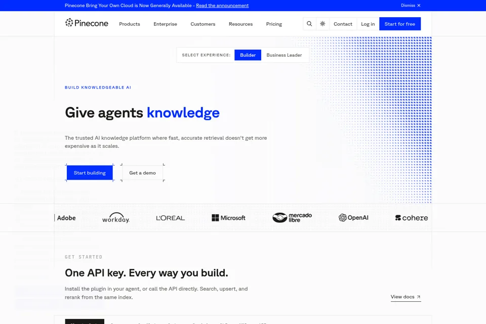 Aperçu de la landing page
