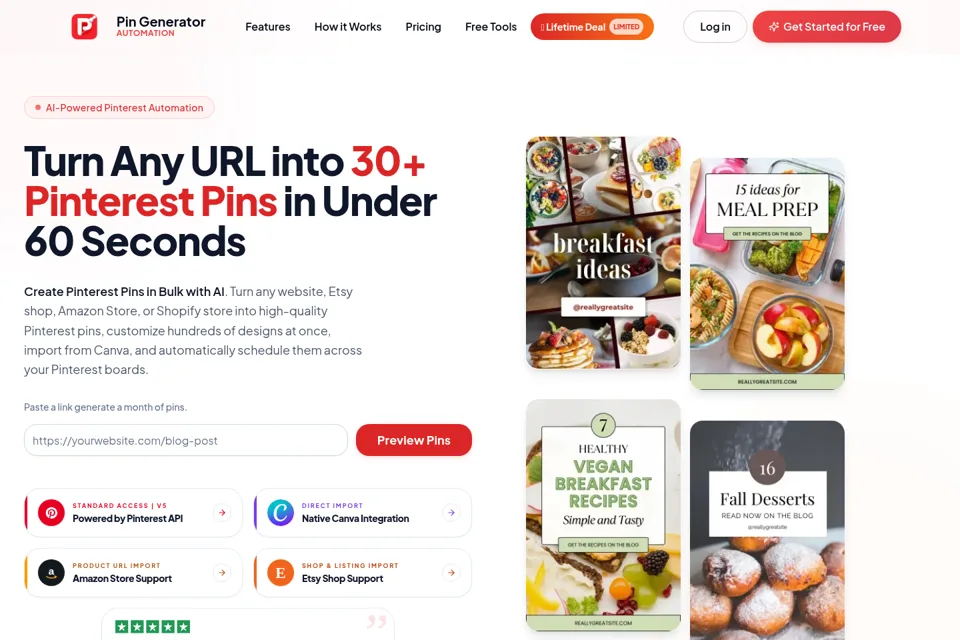 Aperçu de la landing page