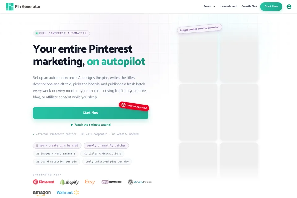 Aperçu de la landing page
