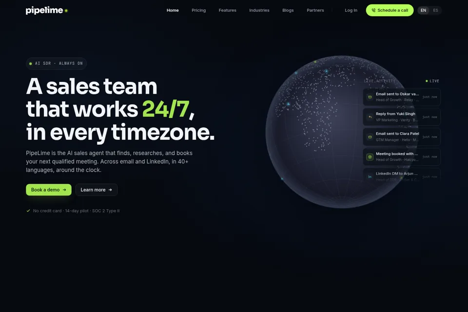 Aperçu de la landing page