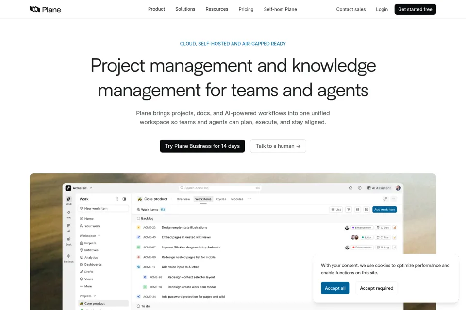 Aperçu de la landing page