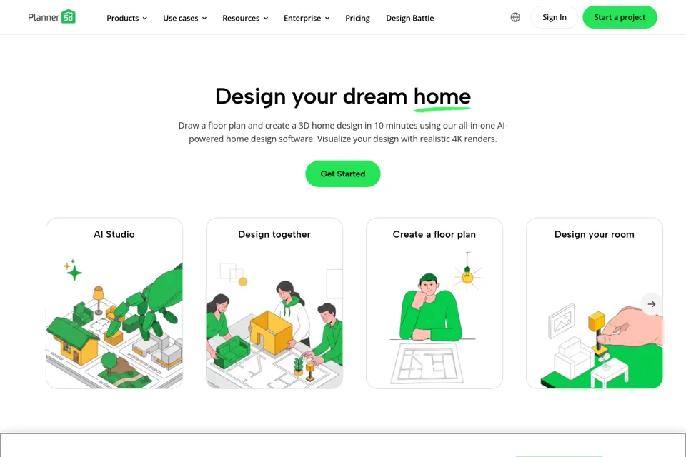 Aperçu de la landing page