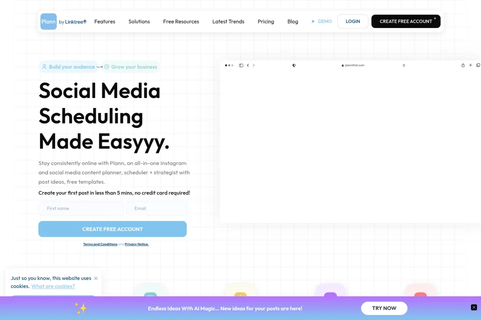 Aperçu de la landing page