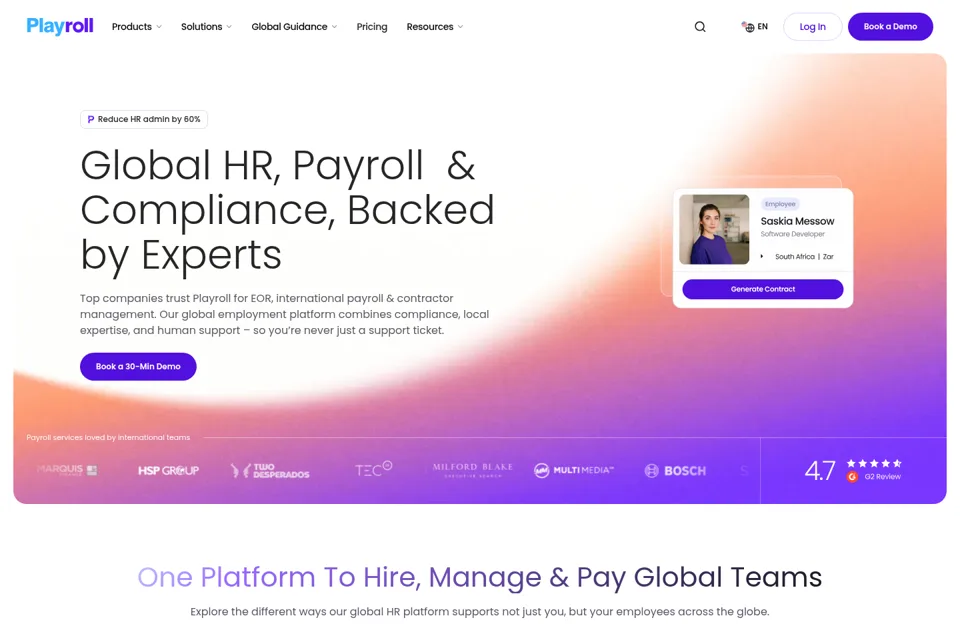Aperçu de la landing page