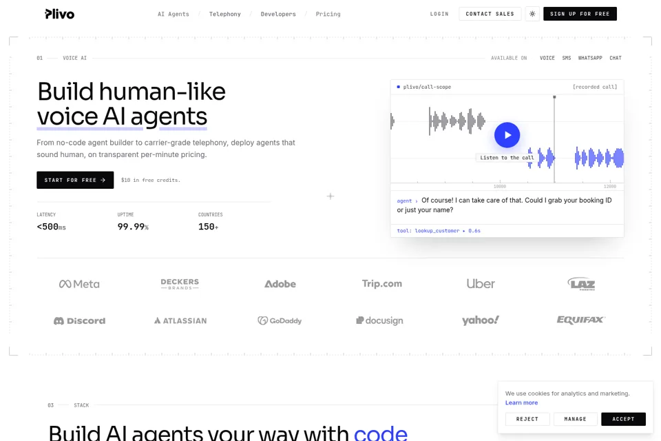 Aperçu de la landing page