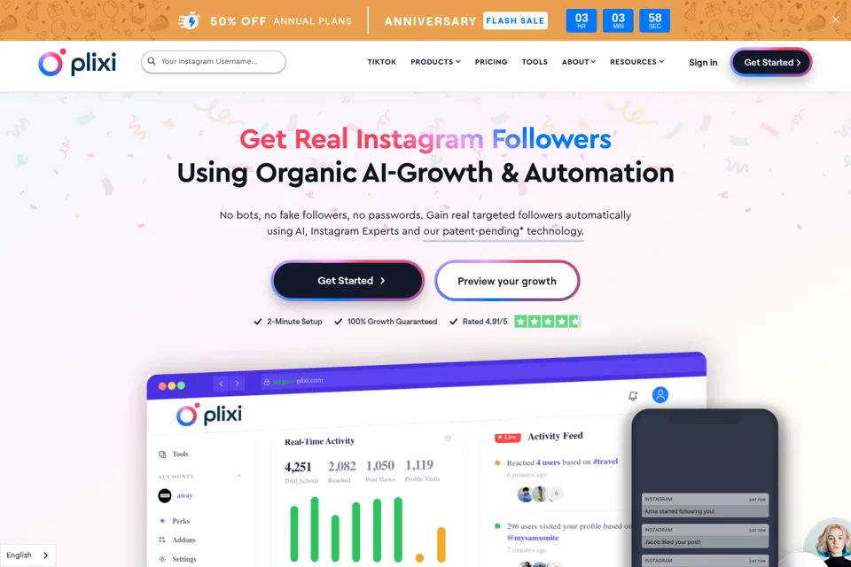 Aperçu de la landing page