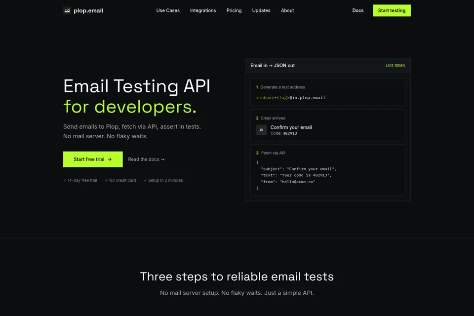 Aperçu de la landing page