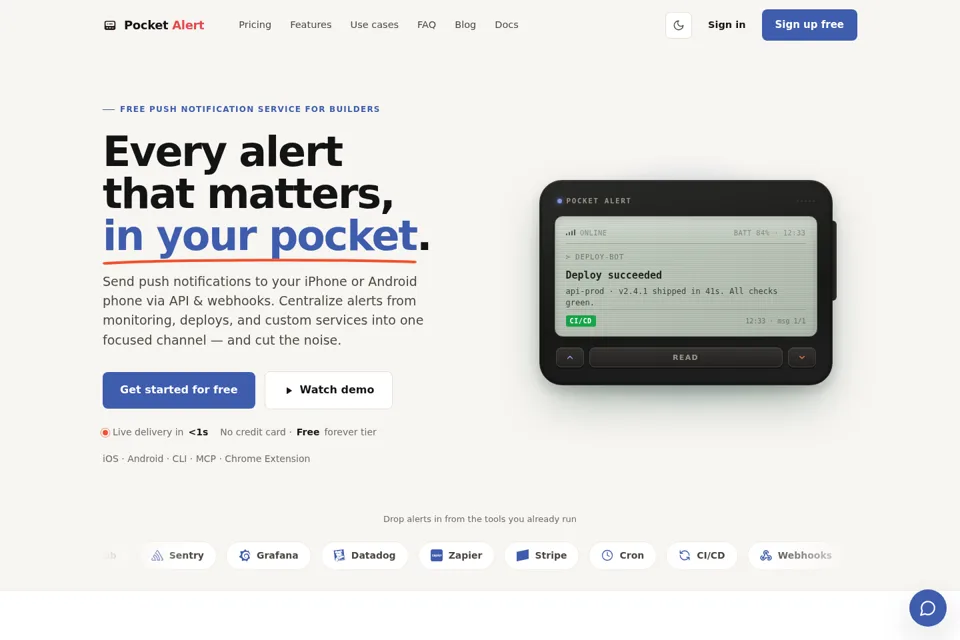 Landing page preview