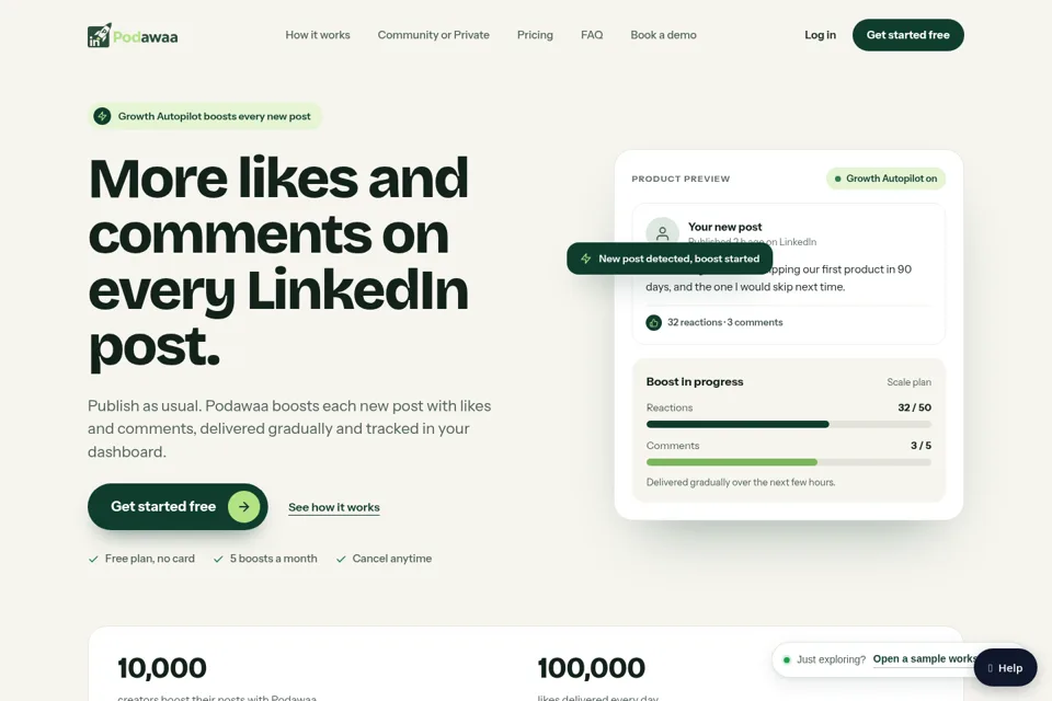 Aperçu de la landing page