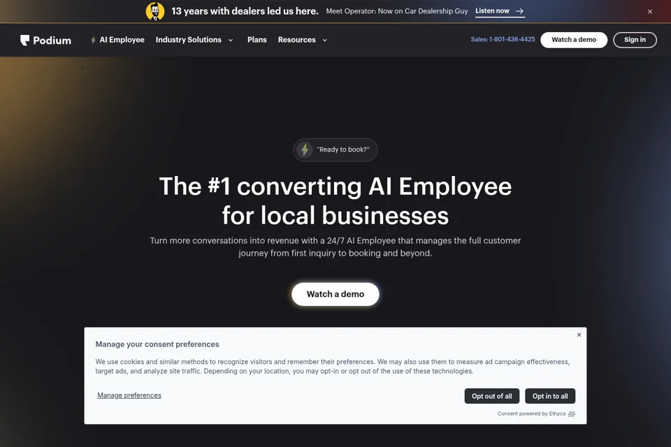 Aperçu de la landing page