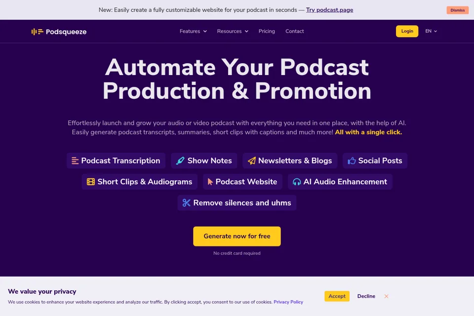 Aperçu de la landing page