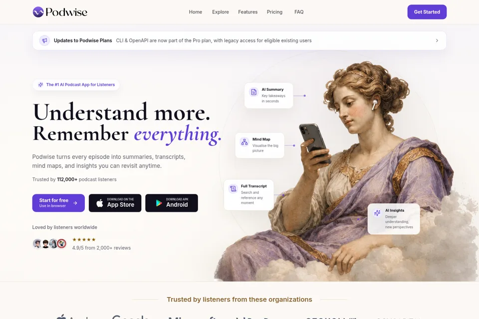 Aperçu de la landing page