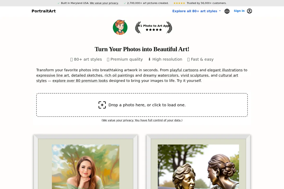 Landing page preview