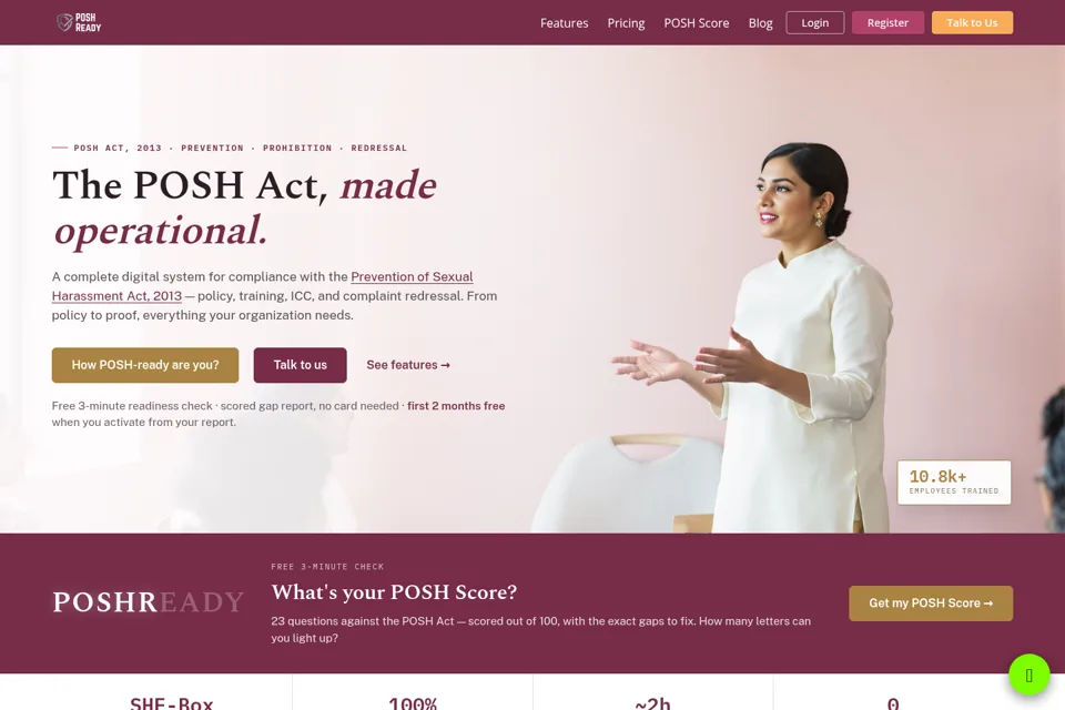 Aperçu de la landing page