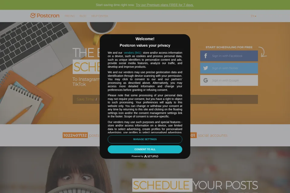 Aperçu de la landing page