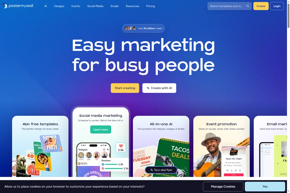 Landing page preview