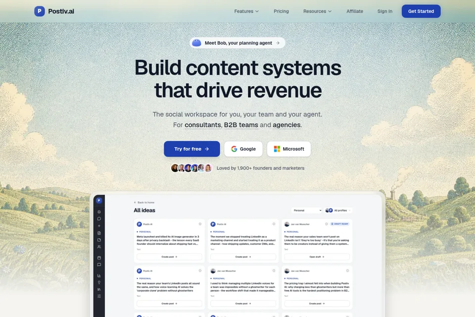 Aperçu de la landing page