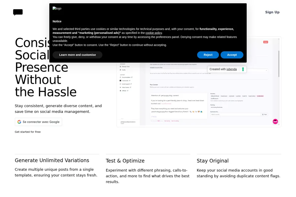 Landing page preview