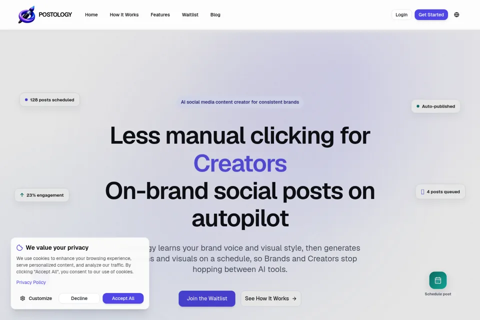Aperçu de la landing page