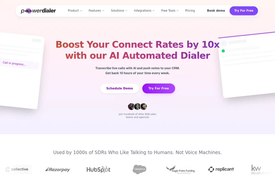 Aperçu de la landing page