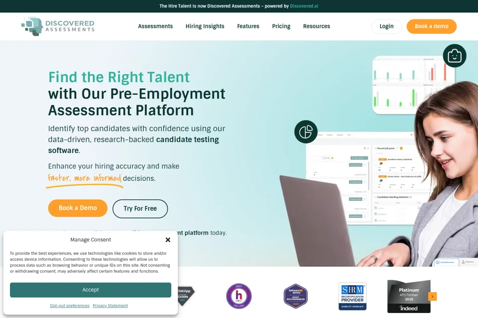 Aperçu de la landing page