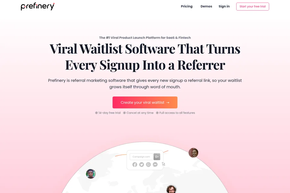 Aperçu de la landing page