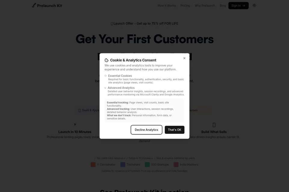 Landing page preview