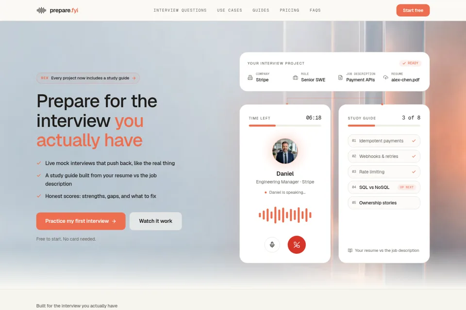 Aperçu de la landing page
