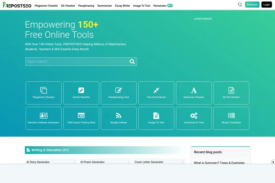 Aperçu de la landing page