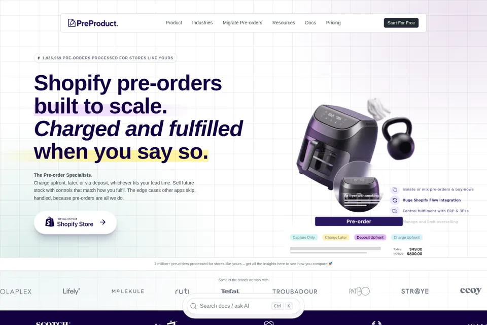 Aperçu de la landing page