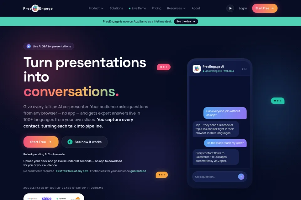 Aperçu de la landing page