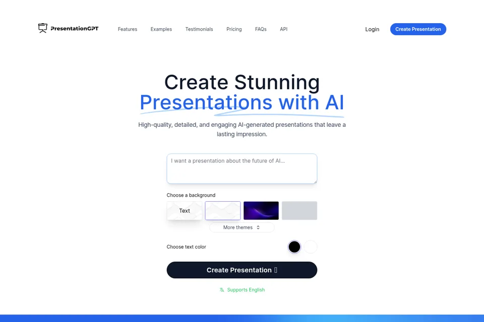 Aperçu de la landing page