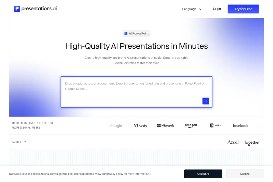 Aperçu de la landing page