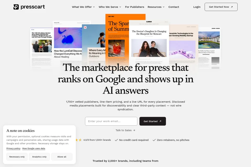Aperçu de la landing page
