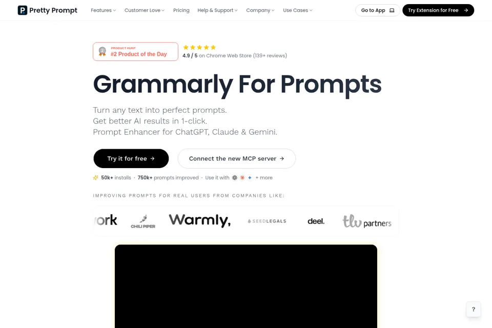 Aperçu de la landing page