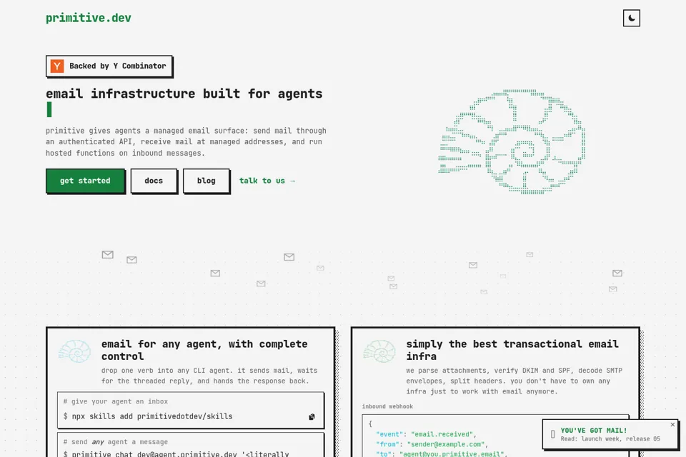 Aperçu de la landing page