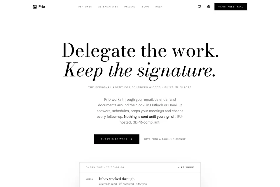 Aperçu de la landing page