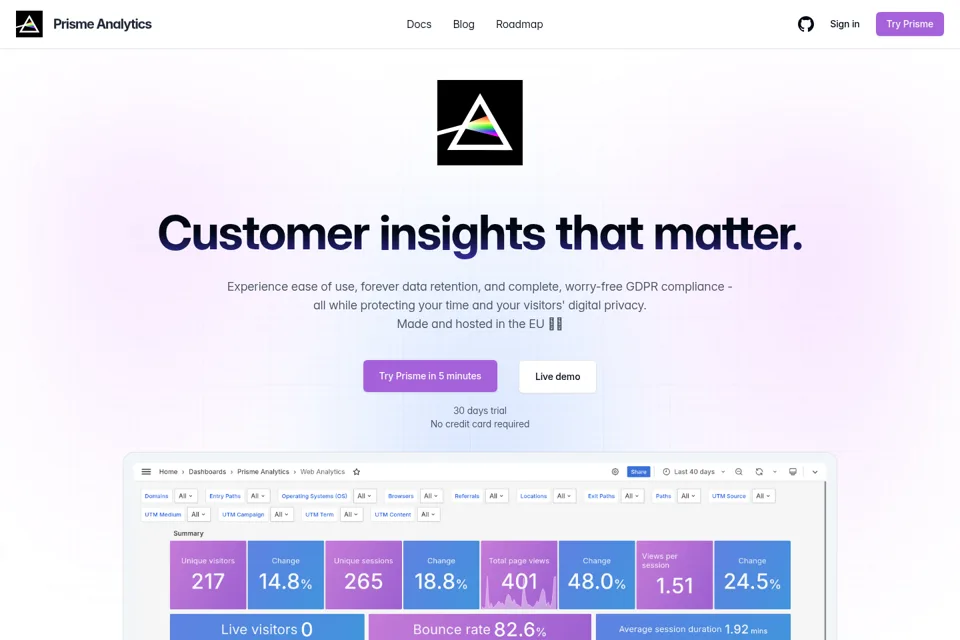 Aperçu de la landing page