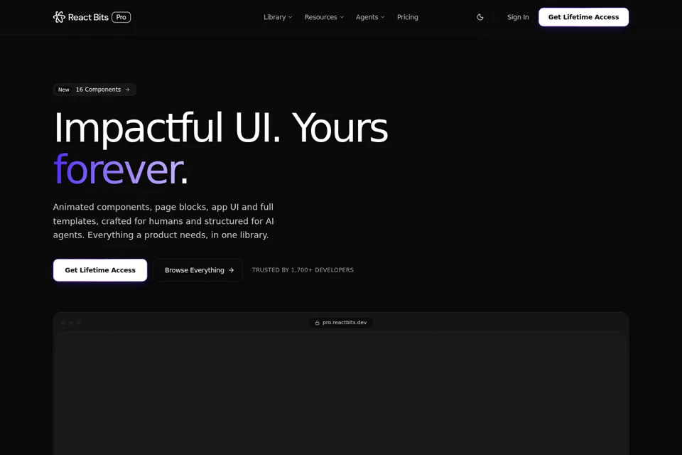 Aperçu de la landing page