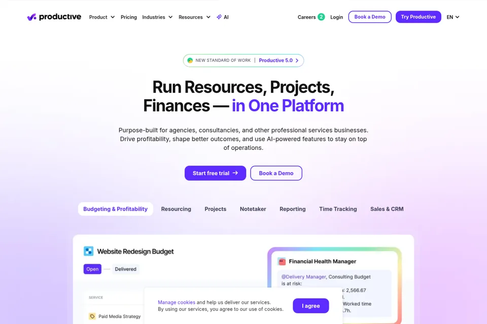 Aperçu de la landing page
