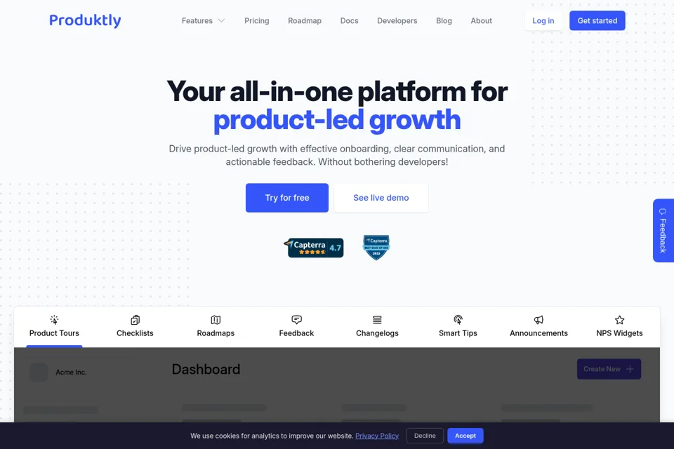 Aperçu de la landing page