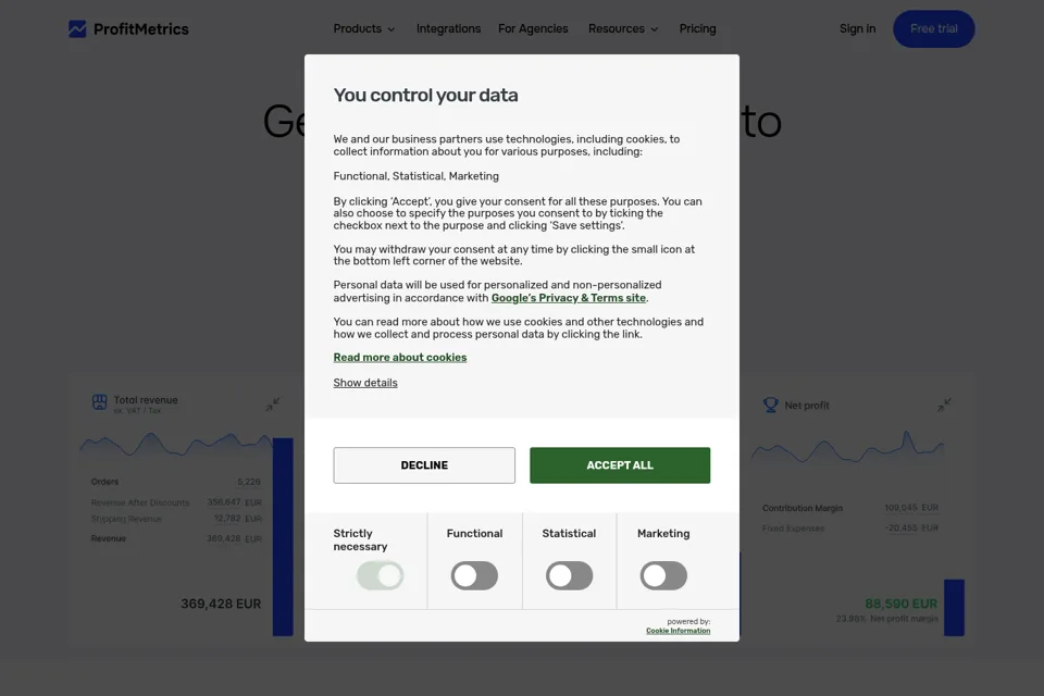 Aperçu de la landing page
