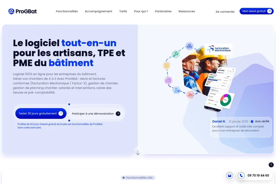 Aperçu de la landing page