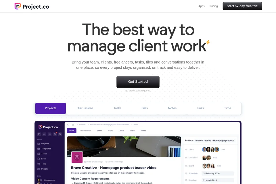 Aperçu de la landing page