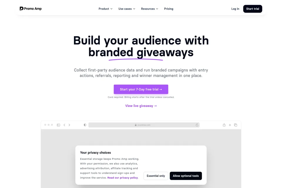 Aperçu de la landing page